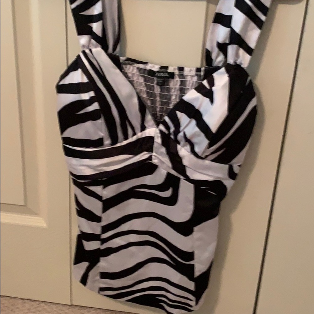 Black and white satin top